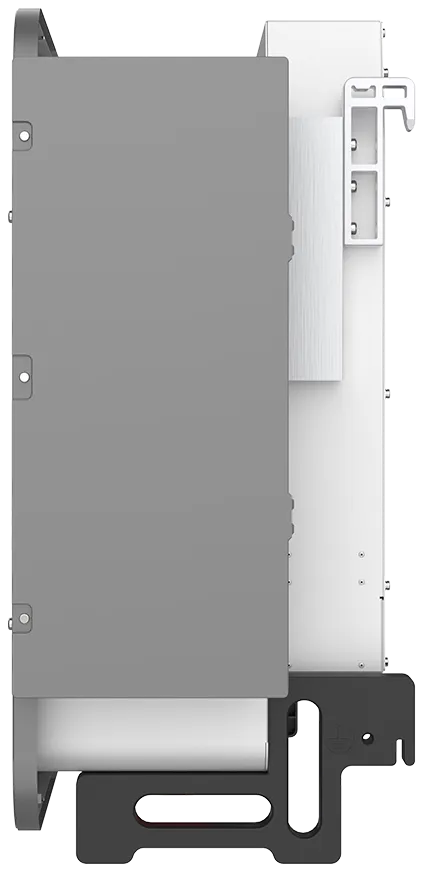 Inversor string Solis S6-GU350K-EHV, vista lateral con soporte